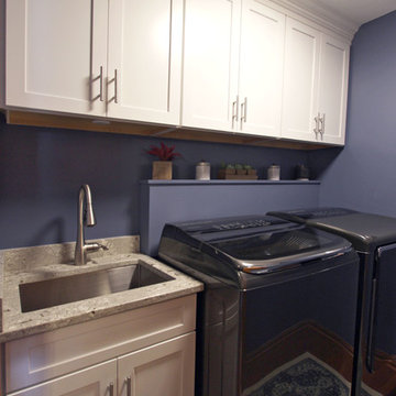 Laundry Room with White Cabinets and Rushbrook Quartz Countertop