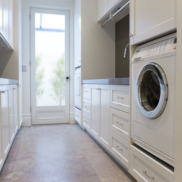 Laundry room with wine storage