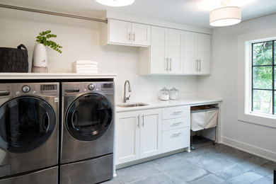 Mid-sized transitional dedicated laundry room photo in Minneapolis