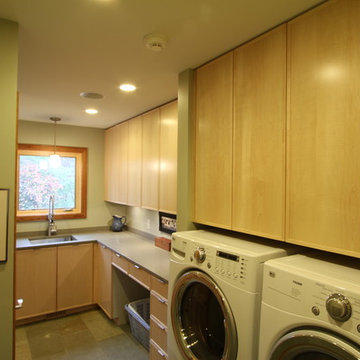 Maple Laundry Cabinets, Ceasarstone Counter and Large Washer/Dryer