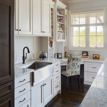 Metal farmhouse sink in family workshop/laundry room