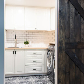 Modern Farmhouse Front Entry, Mudroom and Laundry Room Remodel