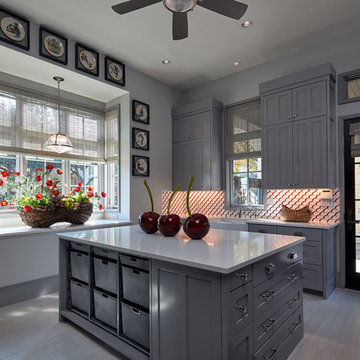 Multi-Purpose Laundry Room with Large Island, Quartz Countertops
