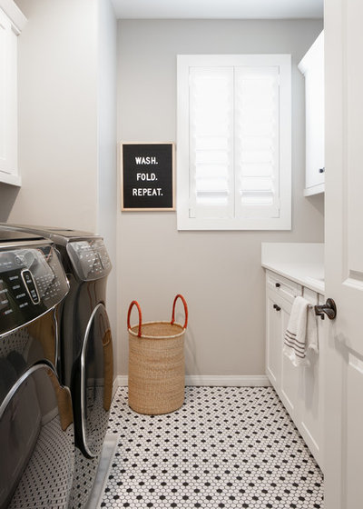 Transitional Laundry Room by Audrey Crisp Interiors