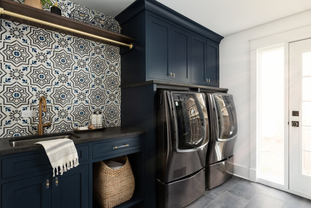 Transitional Laundry Room by Plain & Posh