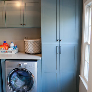 75 Beautiful Slate Floor Laundry Room with Blue Cabinets Pictures ...
