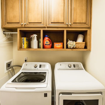 Open shelves and hanging storage