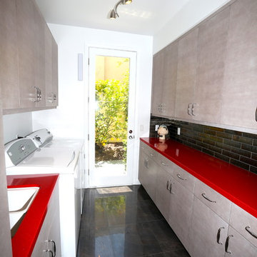 Red Laundry Room