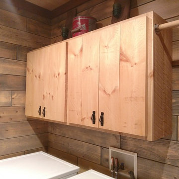 Rough-Sawn Pine Cabinets in Laundry Room