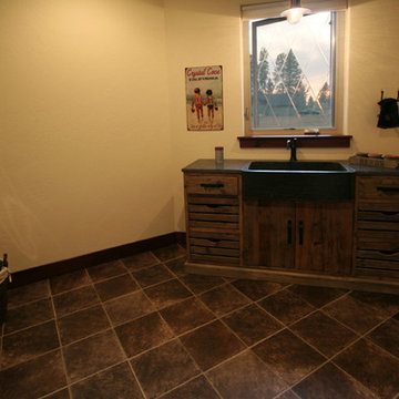 Rustic barnwood furniture laundry room