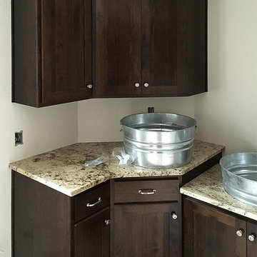 Rustic Hickory Laundry Cabinets with Spanish Oak Stain