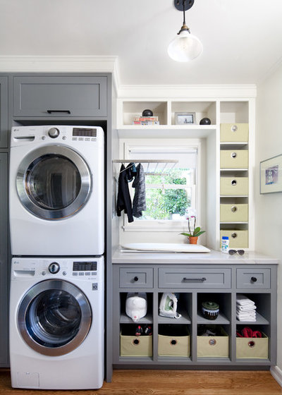 Transitional Laundry Room by Jessica Risko Smith Interior Design