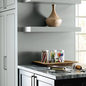 Schrock Cabinets: Dark Gray Open Shelving
