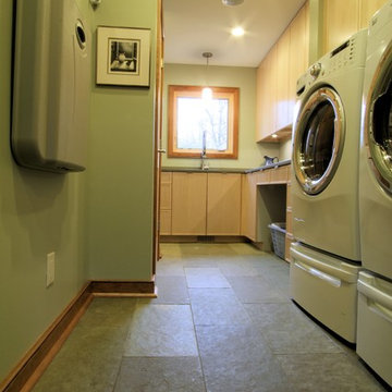 Slate Floor Laundry, with Front Load Appliances
