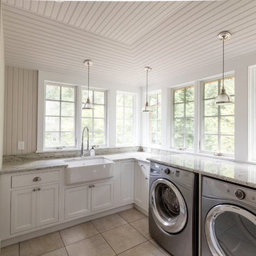 Sophisticated Mudroom and Garage