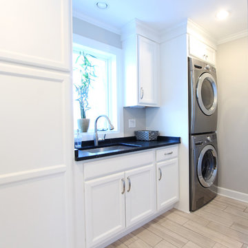 Stacked Washer and Dryer with Soapstone Countertops