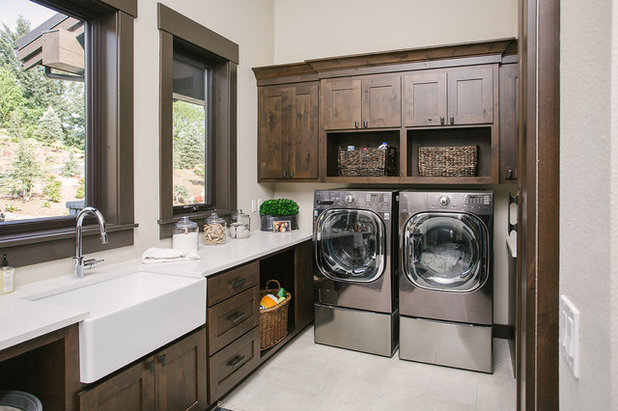 Transitional Laundry Room by Carey's Custom Woodworking, Inc