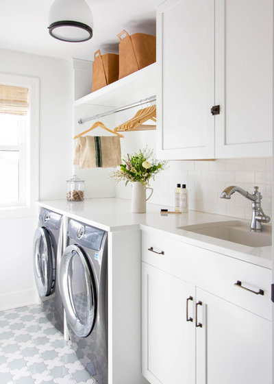 Transitional Laundry Room by Fireclay Tile