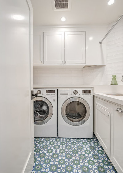 Transitional Laundry Room by Shear Construction