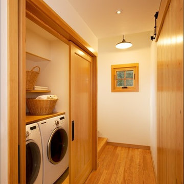 The Laundry: tucked away behind fir doors with flipper door hardware.