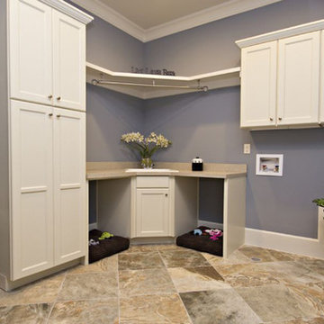Traditional laundry room with folding station