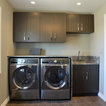 Transitional Medium Wood Laundry Room