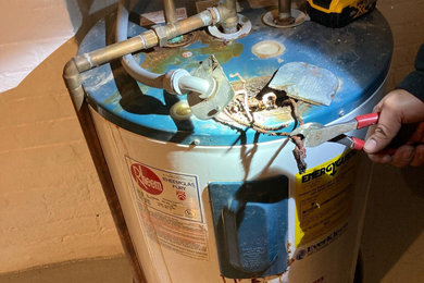 Water heater replacement before and after.