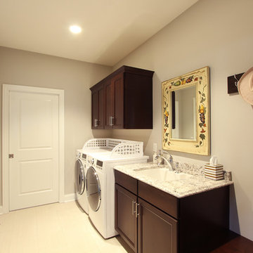 White Undermount Utility Sink In Laundry Room