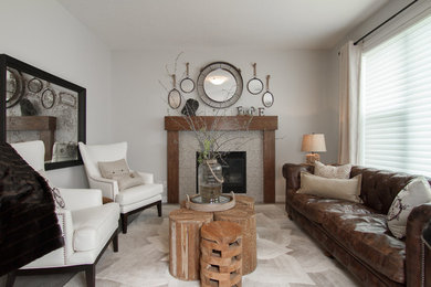 Example of an eclectic living room design in Calgary