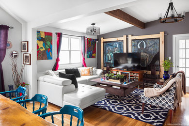 Example of an eclectic living room design in Providence