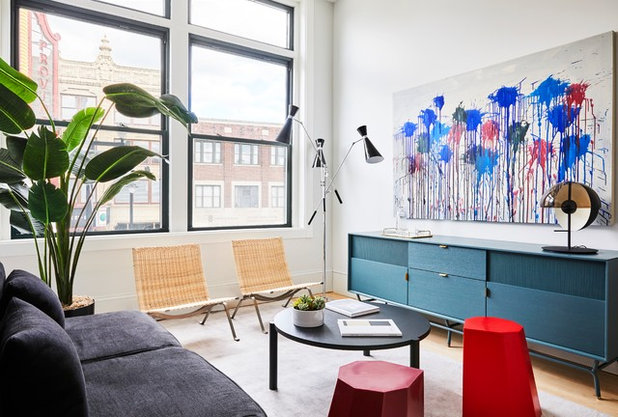 Scandinavian Living Room by KITE Architects, Inc