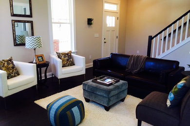 Transitional living room photo in Charlotte