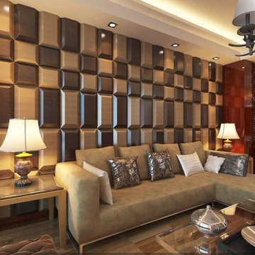3D Leather Tiles for Living Room Wall Designs