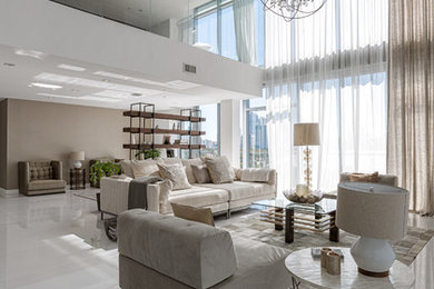 Photo of a contemporary living room in Miami.