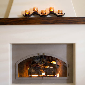 A fresh take on an adobe fireplace