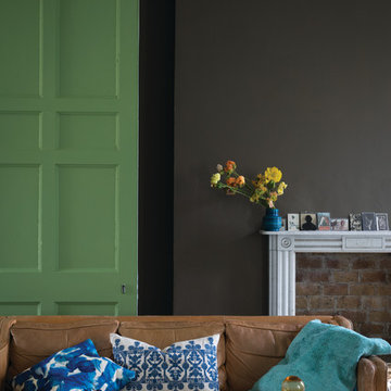 A living room painted in Salon Drab No.290 by Farrow & Ball