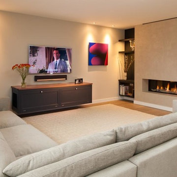 A living room with a bespoke audio unit