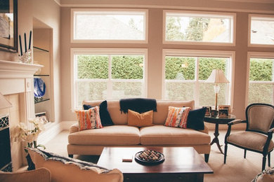 Transitional living room photo in Seattle