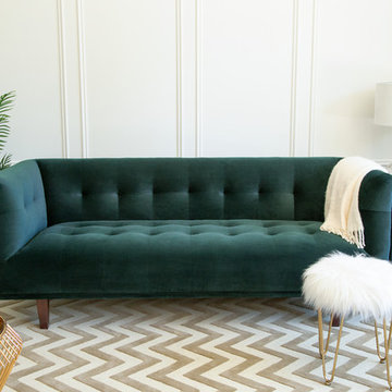 Abbyson Living Seager Chesterfield Velvet Sofa, Emerald Green