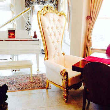 Absolom Roche Chair - Gold & Cream Silk - Client Photo