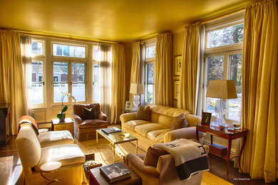 Trendy living room photo in Boston