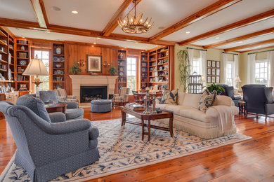 Example of a farmhouse living room design in Atlanta