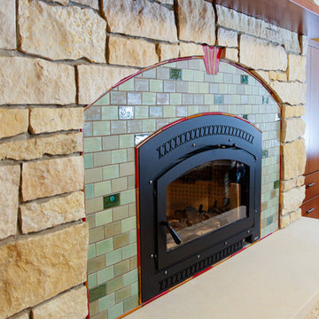 American Craftsman Patina Tile Fireplace