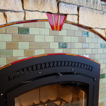 American Craftsman Patina Tile Fireplace
