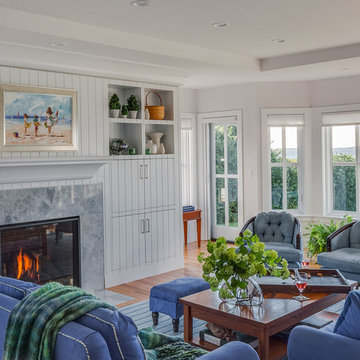 Angels Welcome - Living room & Fireplace -  Custom Home  in Falmouth, Cape Cod,