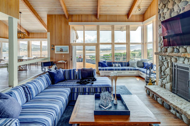 Inspiration for a coastal living room remodel in Portland