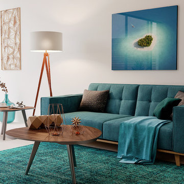 Annalise Blue Fabric Sofa