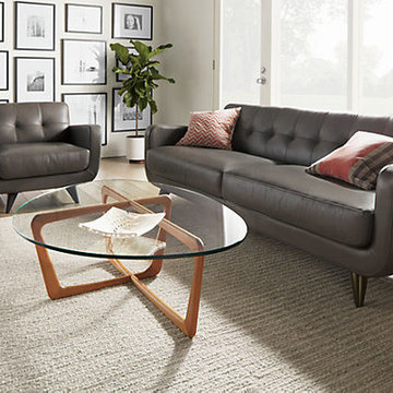 Anson Leather Sofa & Chair with Dunn Table Room by R&B