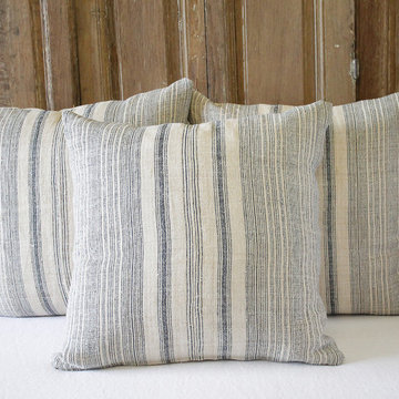 Antique European Hemp Stripe Linen Pillow