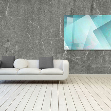 Aqua Blue White Large Wall Art